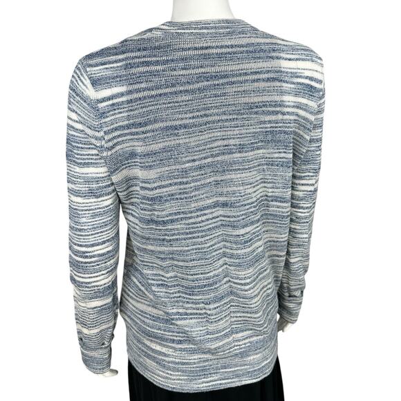 Lucky Brand Cardigan Sweater Womens Size Large Lightweight Blue Striped Buttons - Picture 6 of 8